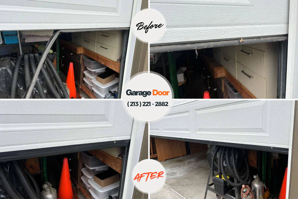 Before and after: garage door repair Livingston, AL